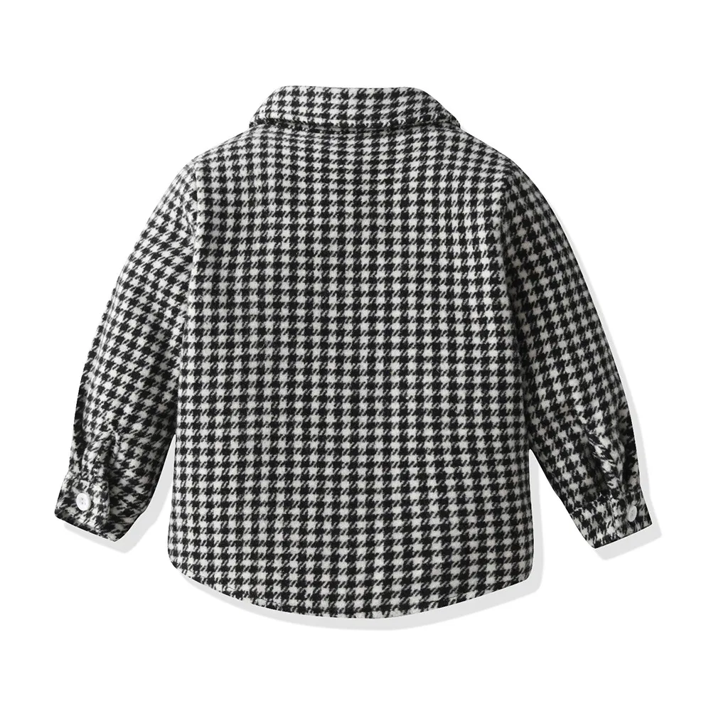 Ropa de niño invierno camisa de cuadros de algodón de manga larga ropa infantil con abrigo cepillado chaqueta de forro polar para niños chaqueta de invierno para niñas etiqueta personalizada