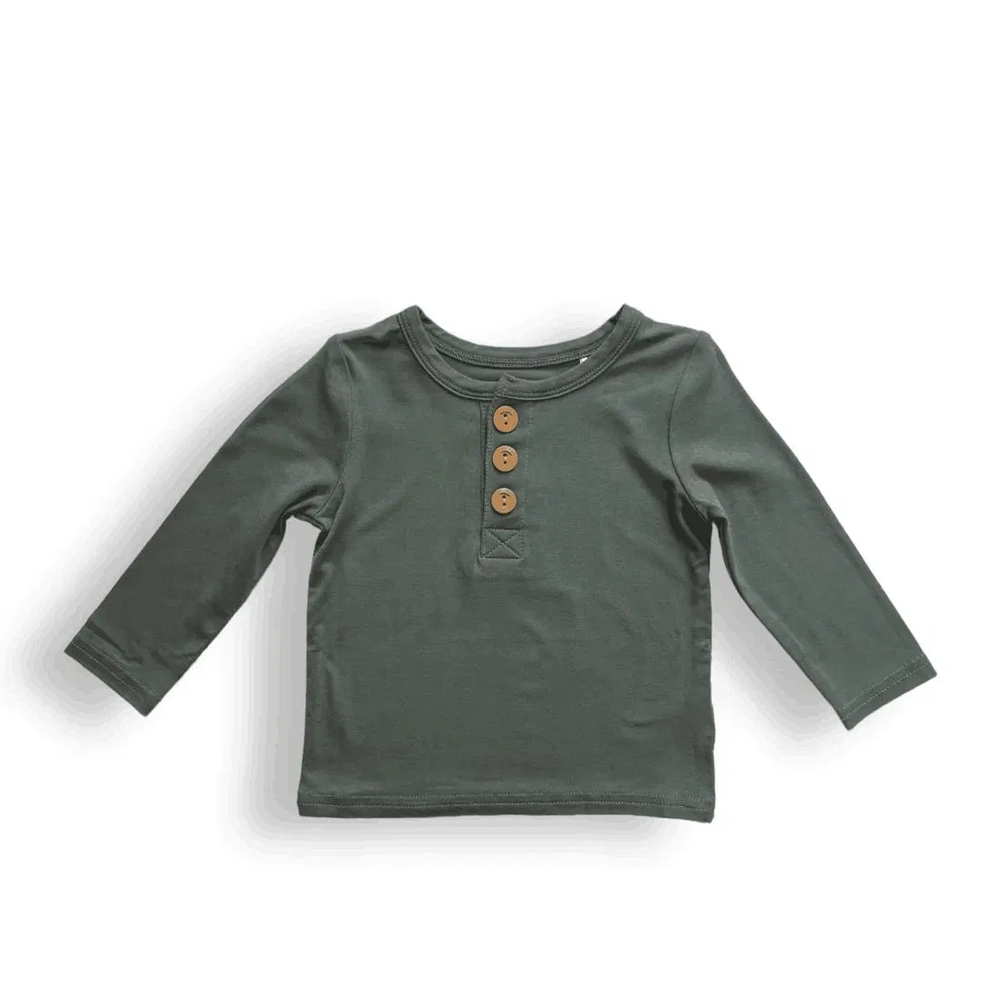Fábrica de Ropa Camiseta de Manga Larga Henley Suave de Bambú Personalizada para Niños Ligera
