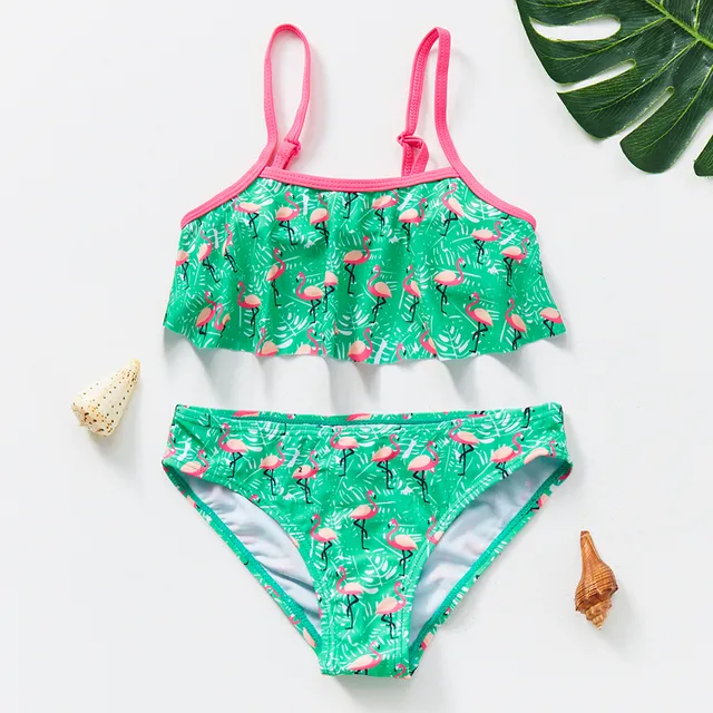 Traje de baño personalizado de flamenco, conjuntos de bikini de verano, ropa de baño para niños