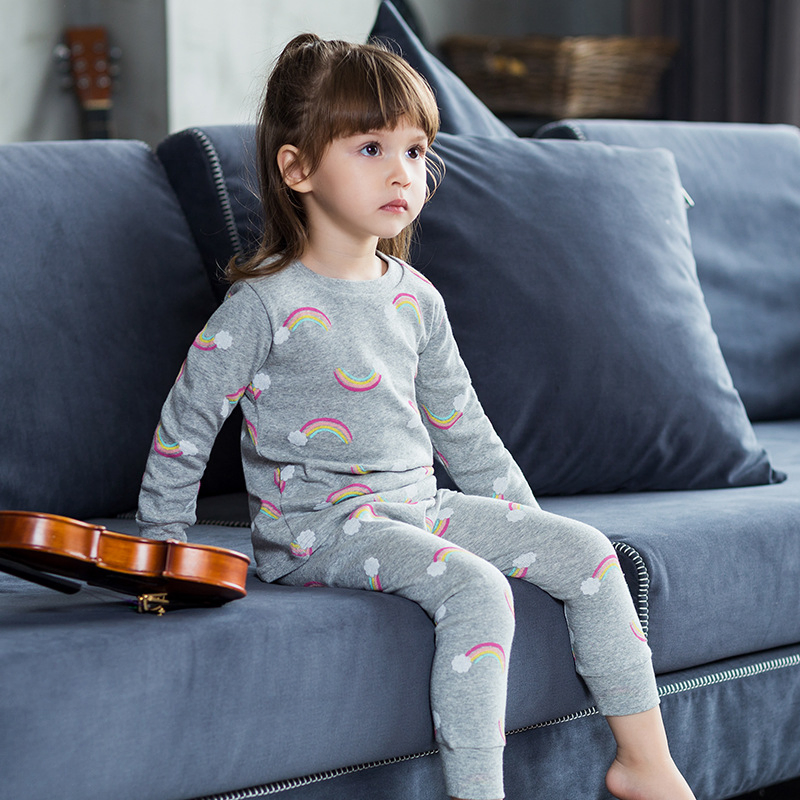 100% Pijamas de algodón para niños de mangas largas