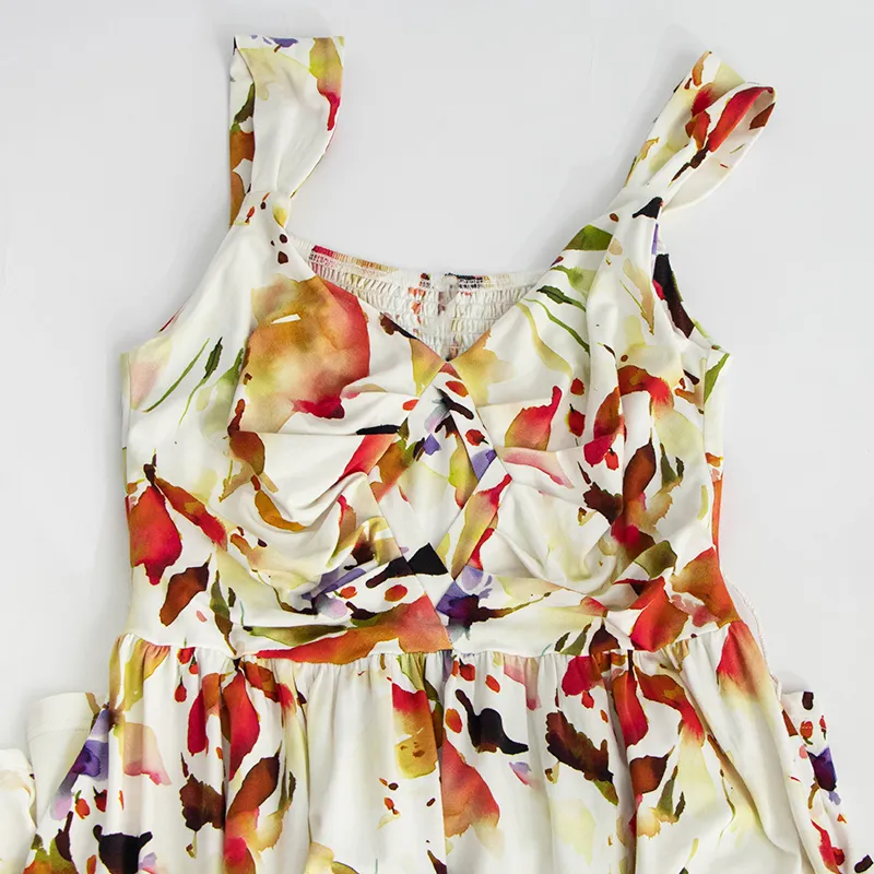 Vestido de niña casual de verano impreso de bambú transpirable y suave al por mayor