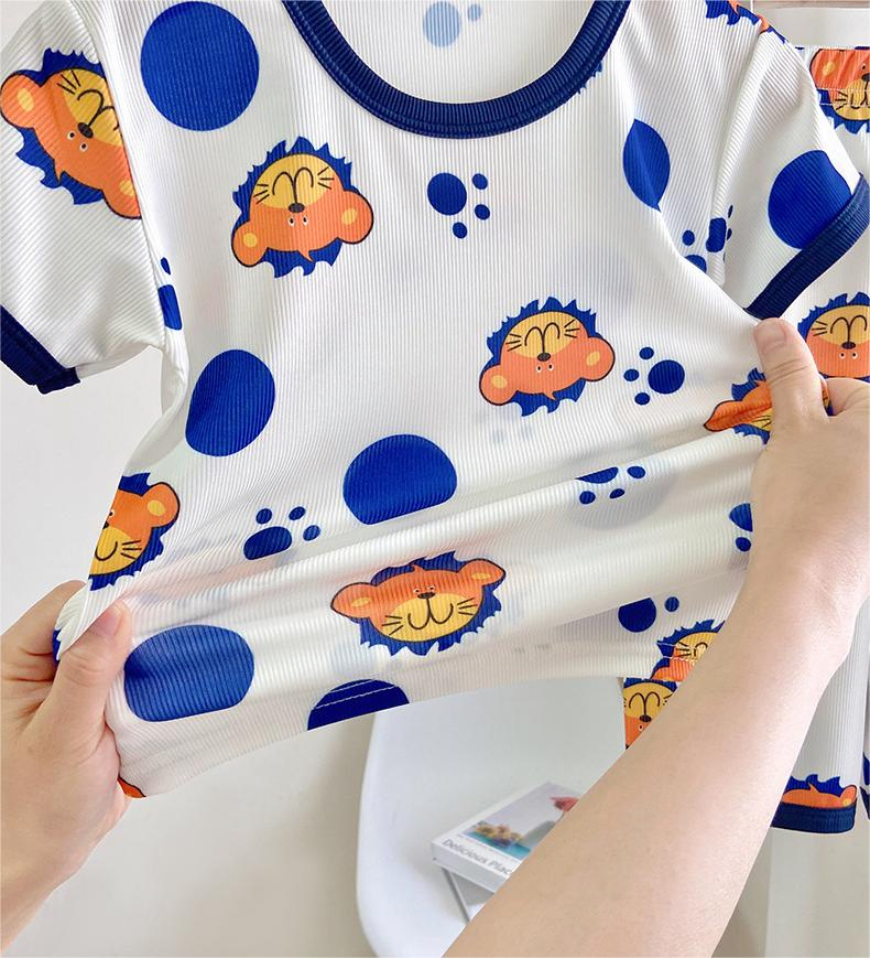 Pijamas de niños de verano de algodón delgado, ropa de aire acondicionado, ropa de casa de manga corta, trajes