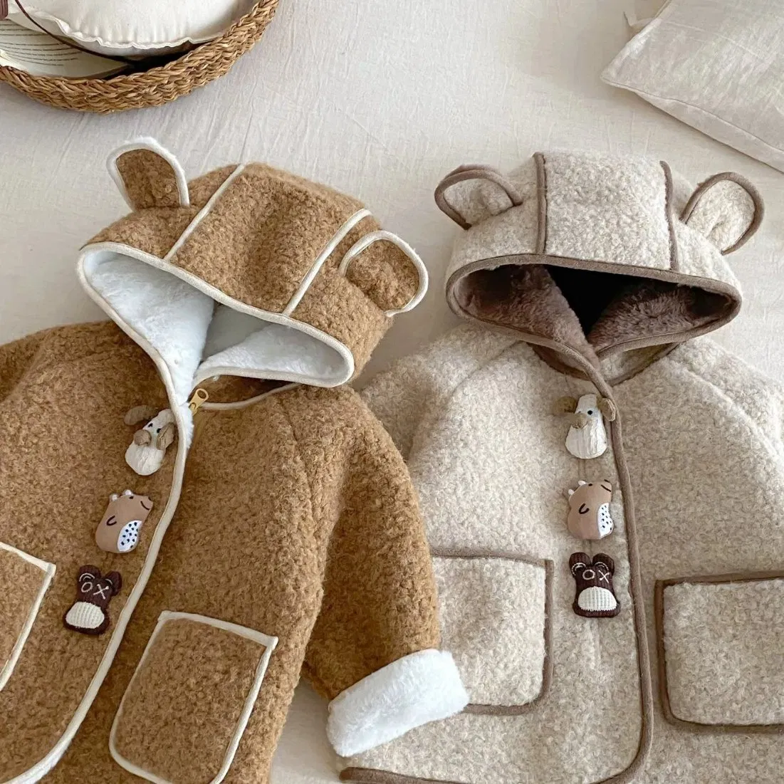 Abrigo de invierno para niños, chaqueta de forro polar cálida, abrigo exterior para bebés, chaqueta casual para niñas