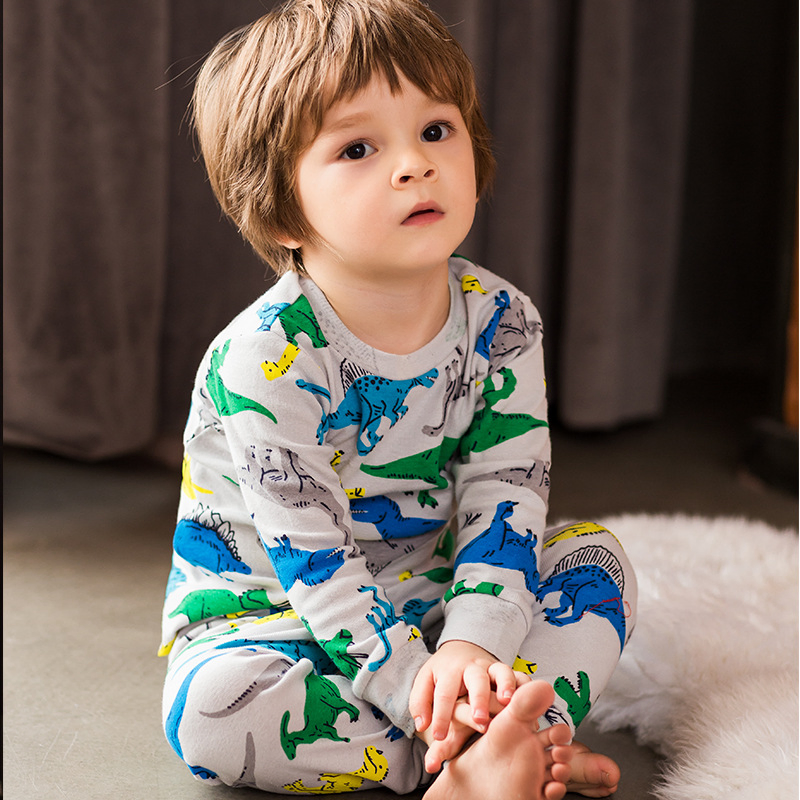 100% Pijamas de algodón para niños de mangas largas