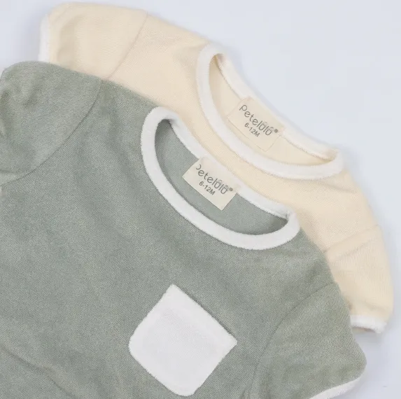 Conjunto de Toalla de Terry con Cuello Redondo para Niños 2PC Ropa de Verano
