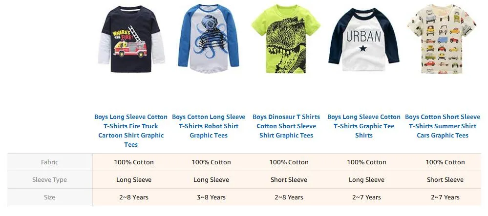Ropa para niños Camisetas de manga larga de algodón para bebés niños Ropa infantil Camisetas gráficas