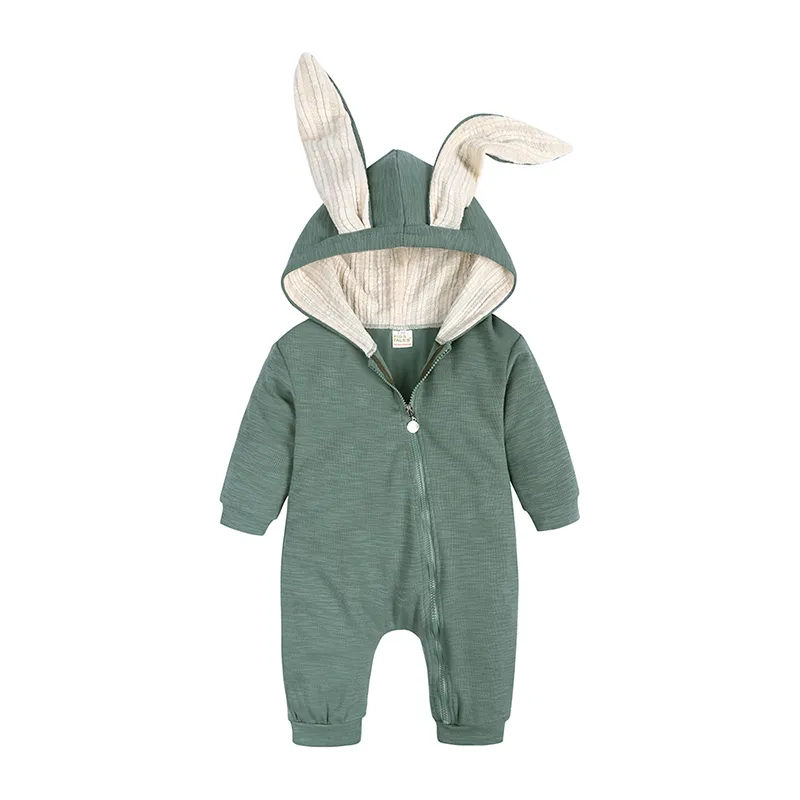 Mono de algodón para bebé, ropa de conejito lindo, mamelucos con cremallera, ropa para bebés, pijamas para bebés