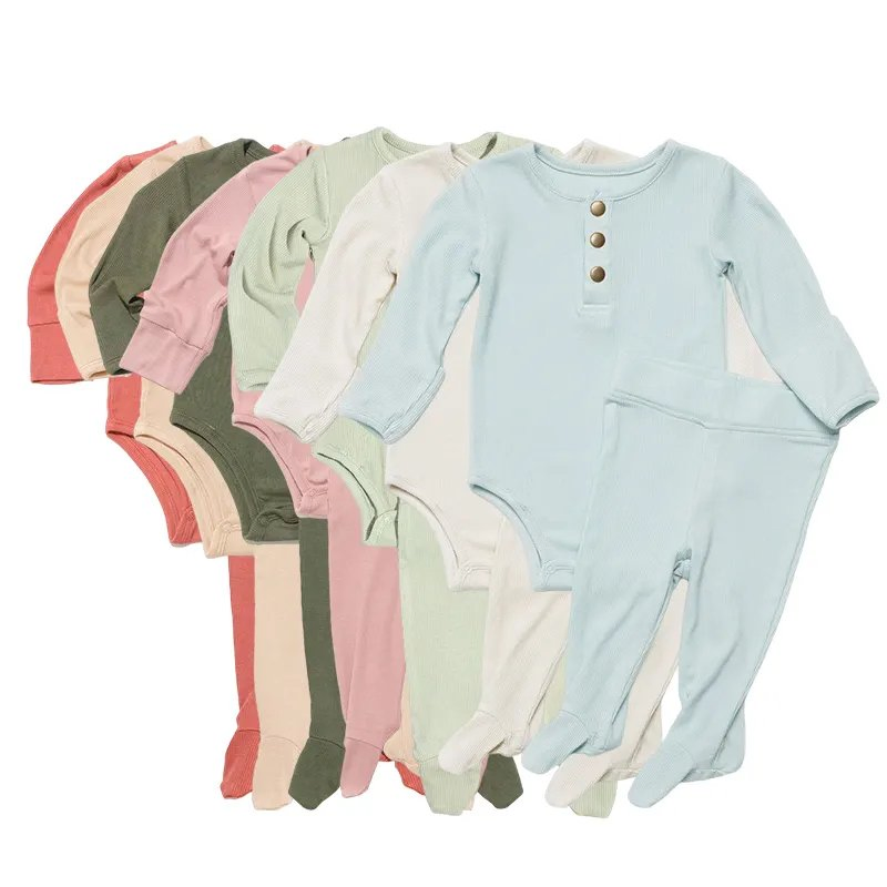 Conjuntos de Ropa para Bebés Ropa de Recién Nacido Conjuntos de Ropa de Bambú para Niños Pequeños Conjunto de Pantalones para Bebés Ecológico Orgánico Personalizado para Infantes 2 Pieza