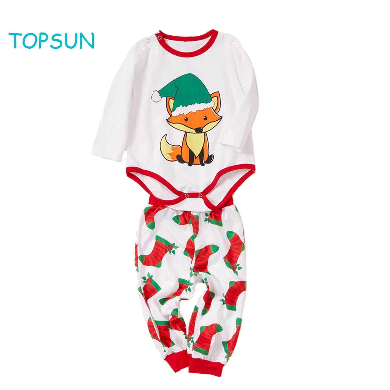 Conjunto Familiar de Navidad Pijamas a Rayas de Manga Larga a Juego con Calcetines de Navidad para Adultos y Niños