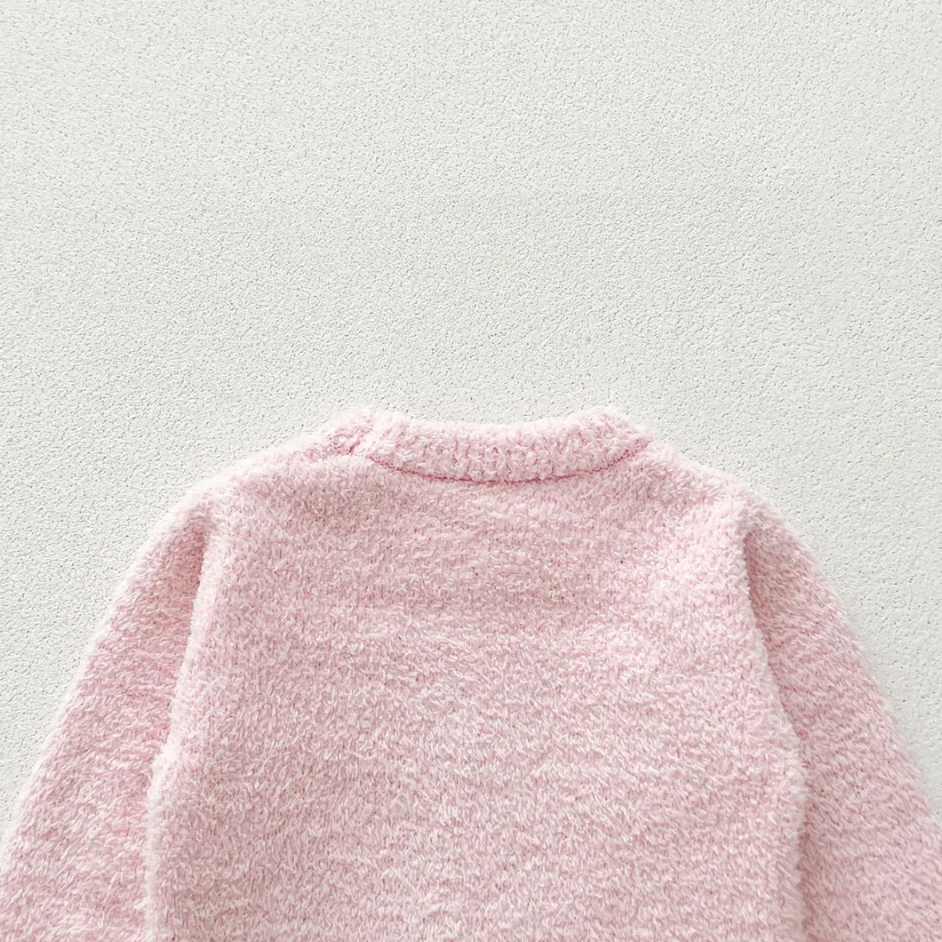 Conjunto de dos piezas de pijama de otoño e invierno para bebés y niños, ropa de punto para niñas, pantalones y top de terciopelo cálido con estampado de perro rosa, ideal para casa