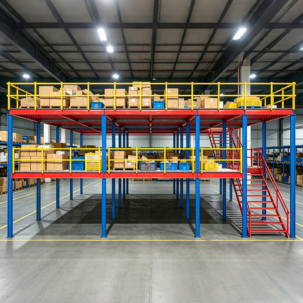 E-commerce Warehouse Modular Metal Mezzanine Storage Platform Custom Steel Mezzanine Rack Multi-level Inventory Storage