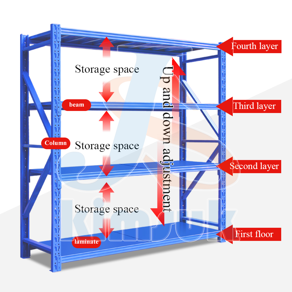 Multi-Level Warehouse Rack Metal Tool Rack with Powder Coating Finish Wearhouse Storage Solution