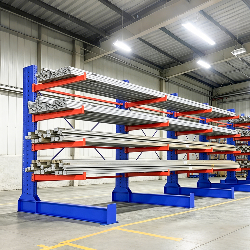 Durable Metal Cantilever Storage Rack Multi Layer Arms Warehouse Shelf For Steel Tube Aluminum Profile Long Material Storage