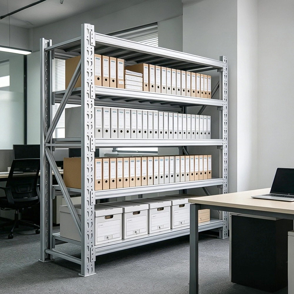 Heavy Duty Textile Storage Rack for Fabric Rolls and Garments 500kg Capacity Metal Shelving Unit for Clothing Factory Warehouse