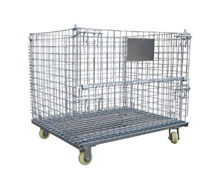 Heavy Foldable Wire Mesh Metal Pallet Folding Warehouse Lockable Steel Storage Cages Wire Mesh Pallet