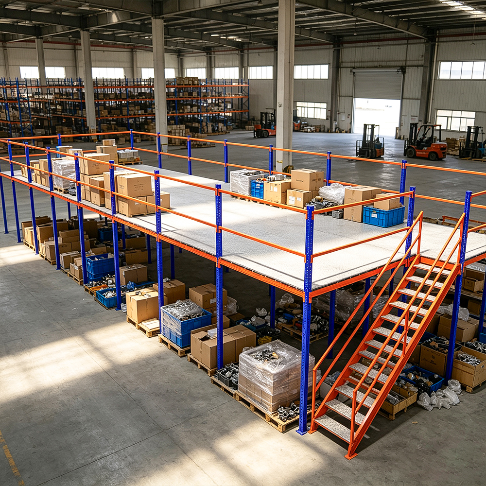 Custom Design Bolt Assemble Mezzanine Racking System Steel Loft Storage Platform For Workshop