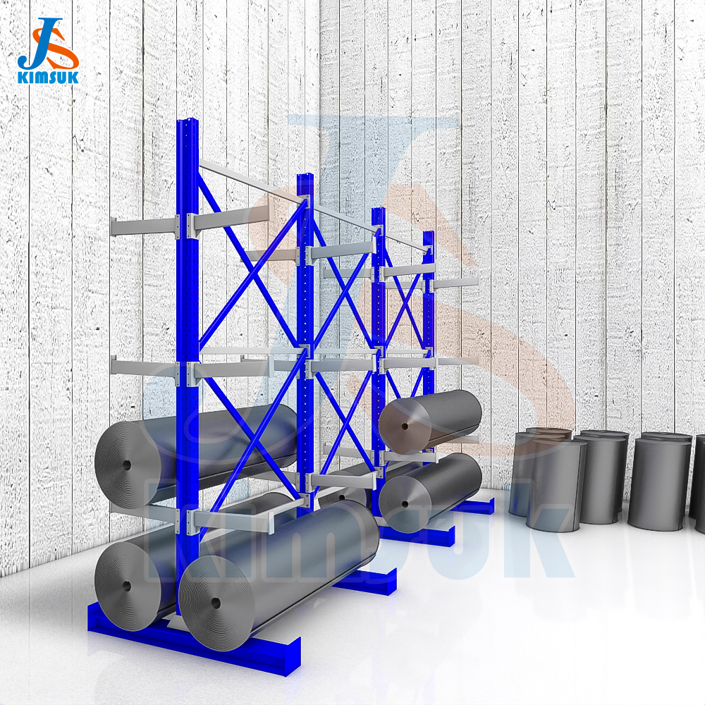 Movable Cantilever Rack Heavy Duty 4 Layers Metal Storage Shelf Rack Warehouse Roller Rack