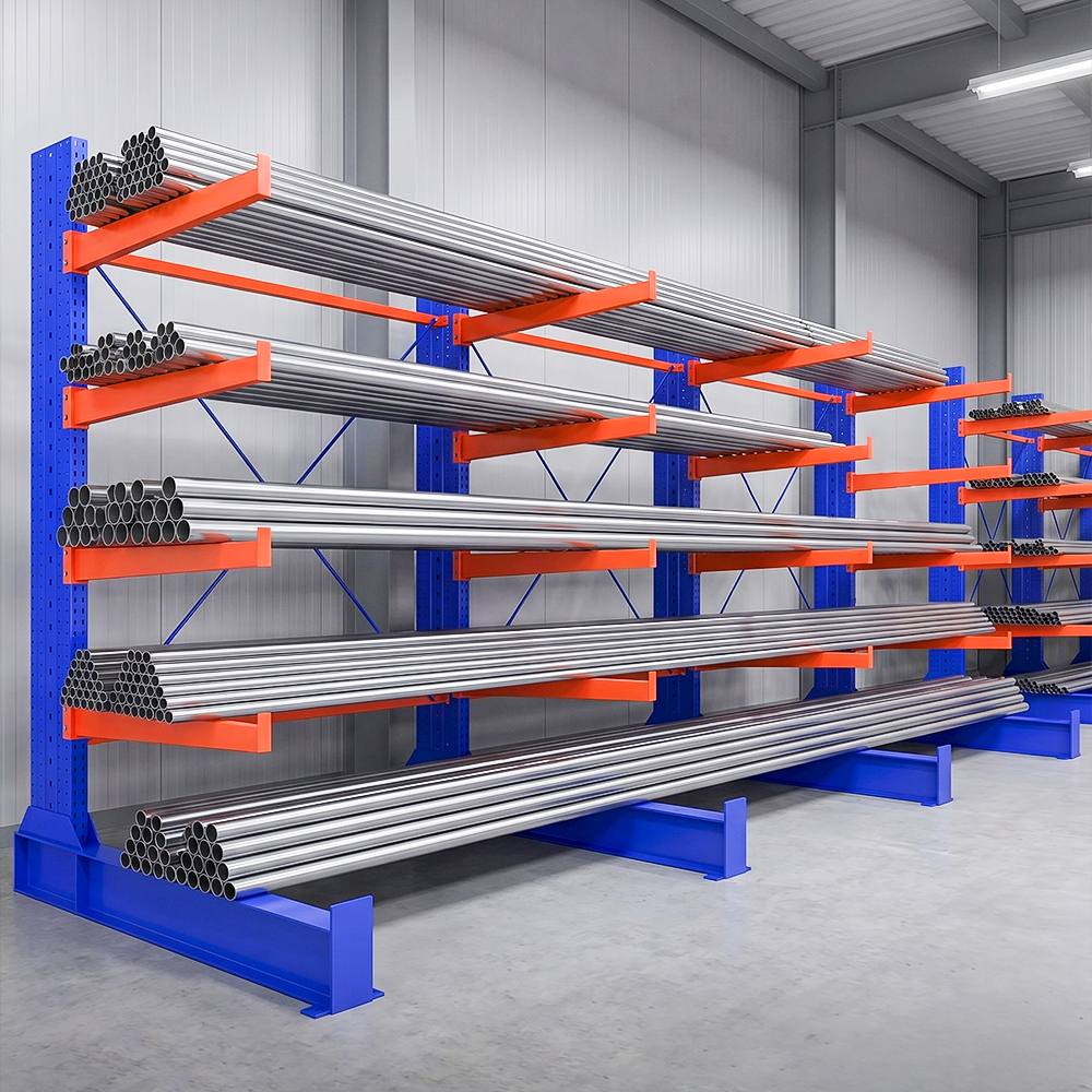 Heavy Duty Cantilever Steel Storage Rack Single Side Arm Warehouse Shelving For Long Pipe Tube Profile Material Storage
