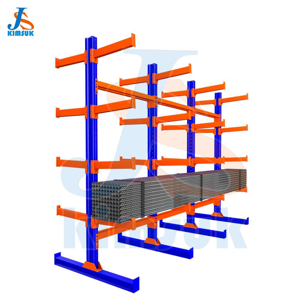 Movable Cantilever Rack Heavy Duty 4 Layers Metal Storage Shelf Rack Warehouse Roller Rack