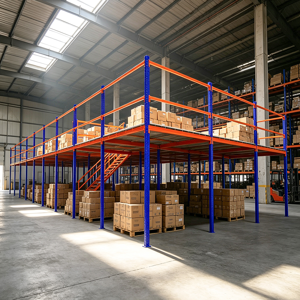 Industrial Warehouse Mezzanine Platform Rack Heavy Load Attic Shelving For Bulk Goods Storage