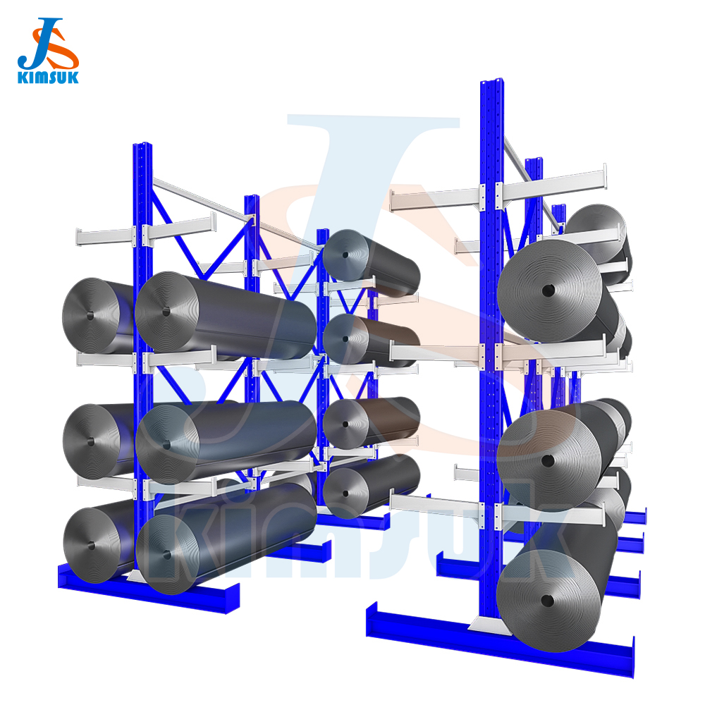 Movable Cantilever Rack Heavy Duty 4 Layers Metal Storage Shelf Rack Warehouse Roller Rack