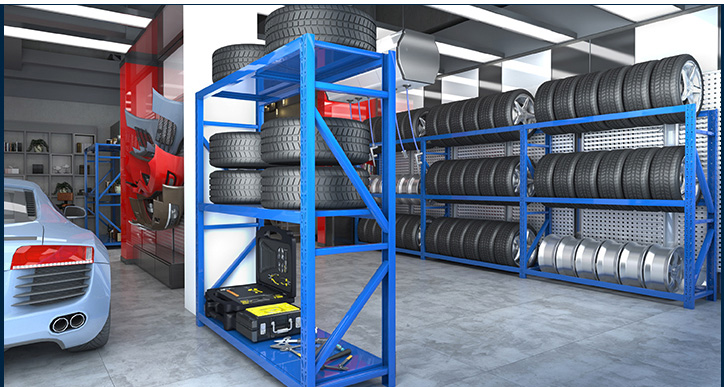 Customized Layer Floor Boltless Shelves Metal Storage Tire Stand Racks