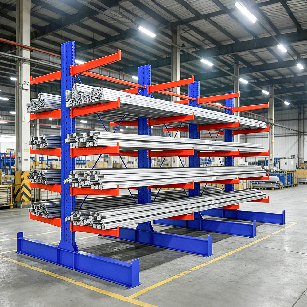Industrial Single Sided Cantilever Rack Adjustable Metal Arm Warehouse Shelf For Steel Pipe Aluminum Bar Storage Solution