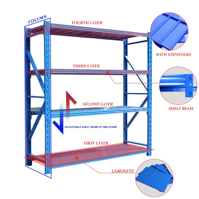 Custom Selective Warehouse Rack System Garage Shelving Storage or Steel Storage Shelves for Warehouse Storage System