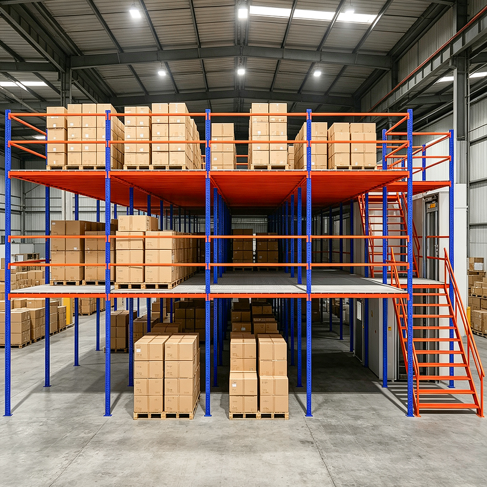 Custom Load Capacity Steel Mezzanine Platform Warehouse Attic Rack For Industrial Storage