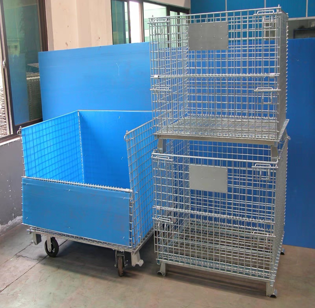 Direct Supply Large Storage Cage Collapsible Wire Mesh Pallet Cages Wire Mesh Container for Pallets