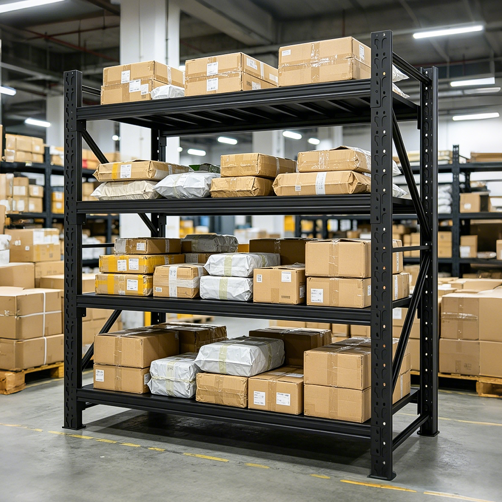 Heavy Duty Workshop Storage Rack Metal Shelving Unit 100-500kg Loading Capacity Steel Rack for Tool Parts and Hardware Storage