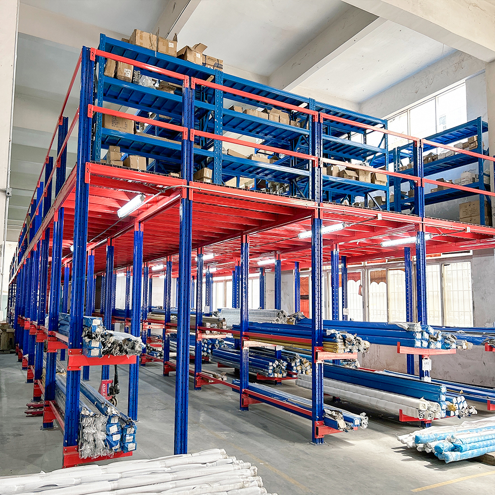 Warehouse Workshop Steel Mezzanine Floor Racking Heavy Load Metal Storage Mezzanine Platform With Staircase Safety Fence