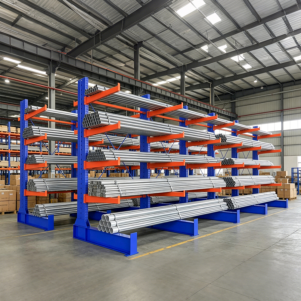 Warehouse Cantilever Storage Rack Heavy Bearing Adjustable Arm Metal Shelving For Factory Pipe Tube Long Product Organizing