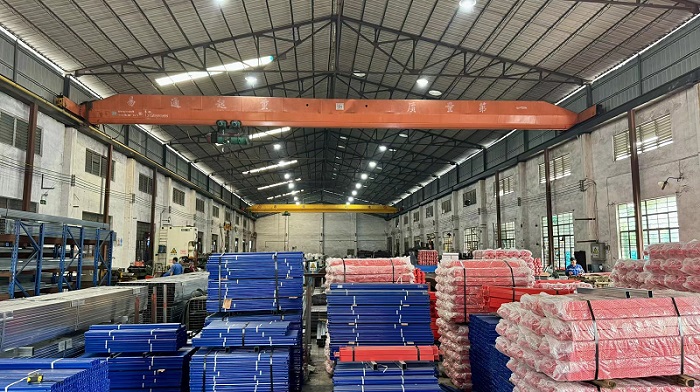 Quality control inspection of finished warehouse racking products at Kimsuk
