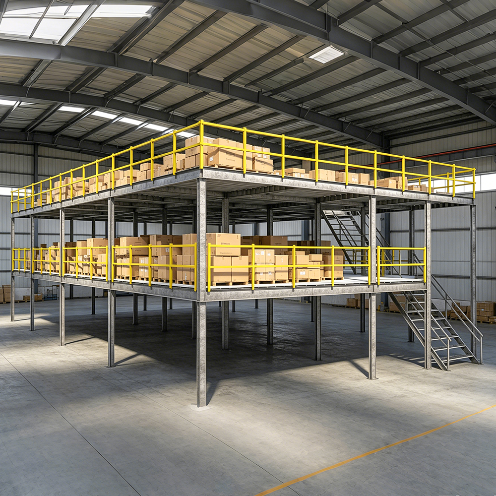 Large Storage Space Industrial Steel Structure Mezzanine Floor Warehouse Heavy Load Mezzanine Racking Platform For Bulk Pallet