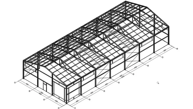هيكل فولاذي كبير الحجم لبيت الدواجن - مخطط هندسي