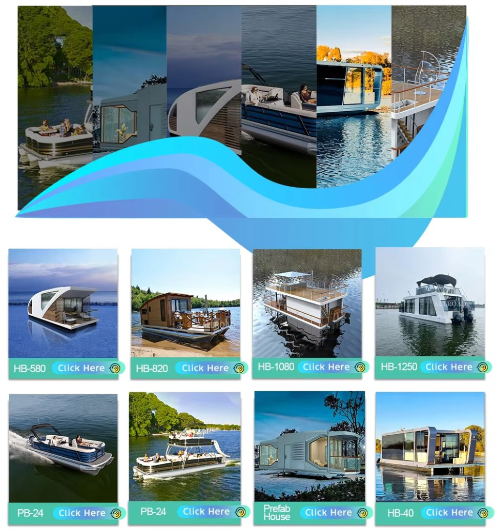 منزل عائم فاخر Hb-800 مع سبا وساونا مدمجين حالة جديدة استرخاء على الواجهة المائية وتدليل