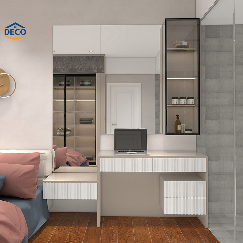 Quality Certification Melamine Table Bedroom Wall Cabinet Clothes Wardrobe with Mirror