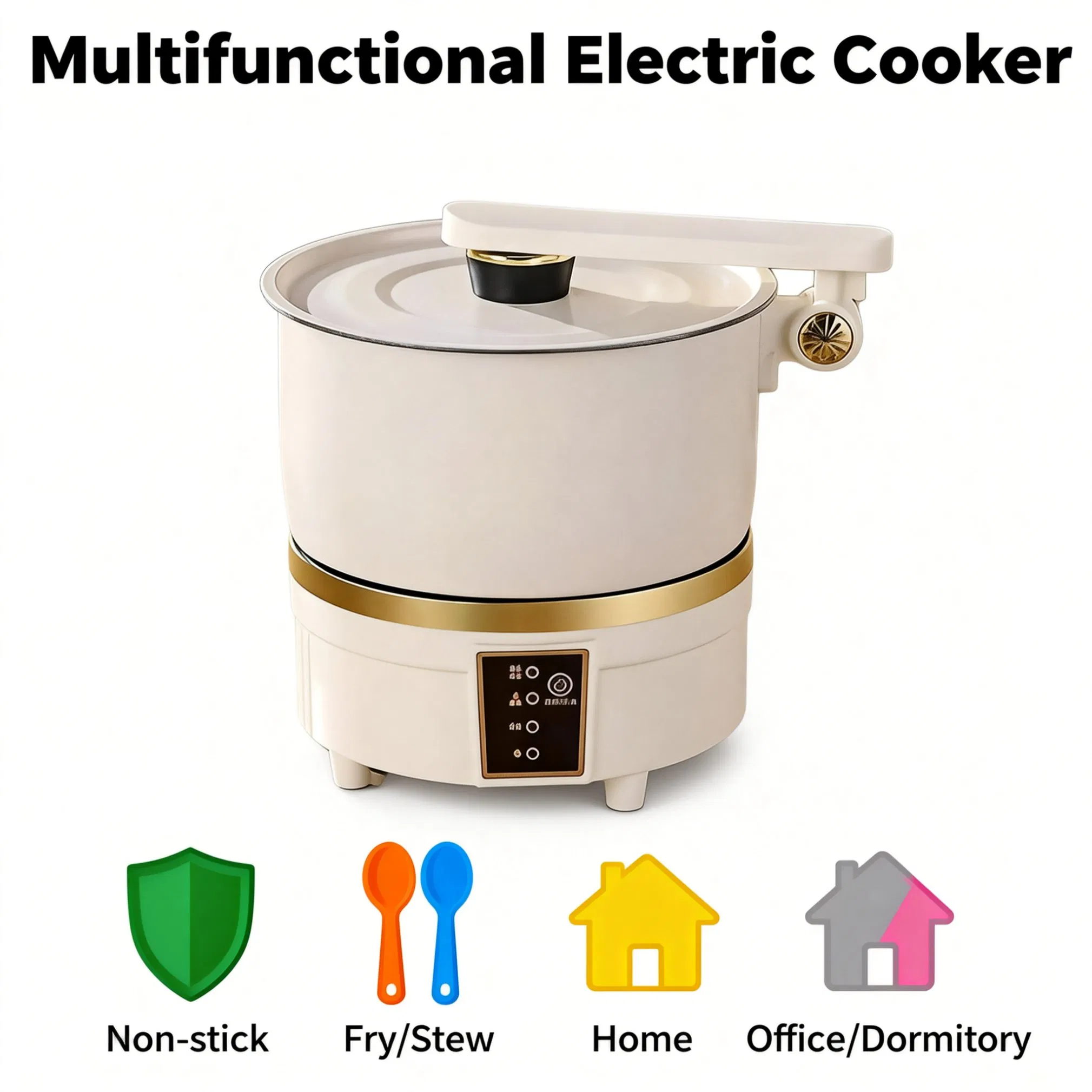 All-in-One Electric Cooking Pot Non-Stick Electric Cooker with Fry, Stir-Fry, Stew, Boil, Hot Pot