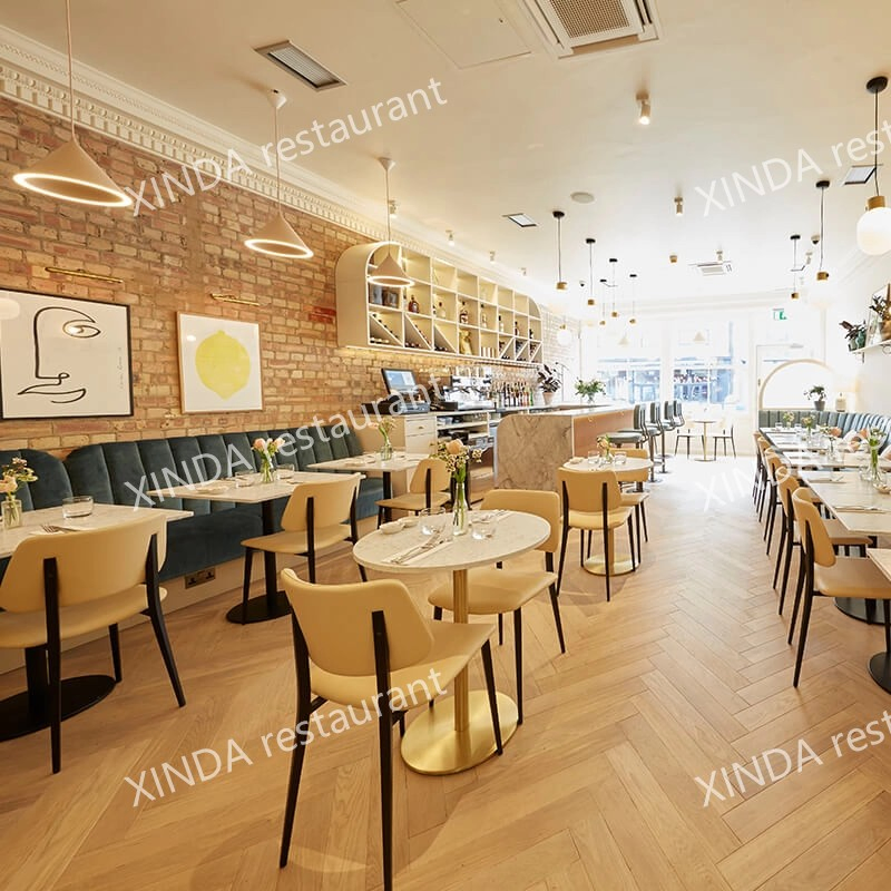 Design Leather Cafe Booth Sofa Fast Food Table and Chair Restaurant Furniture