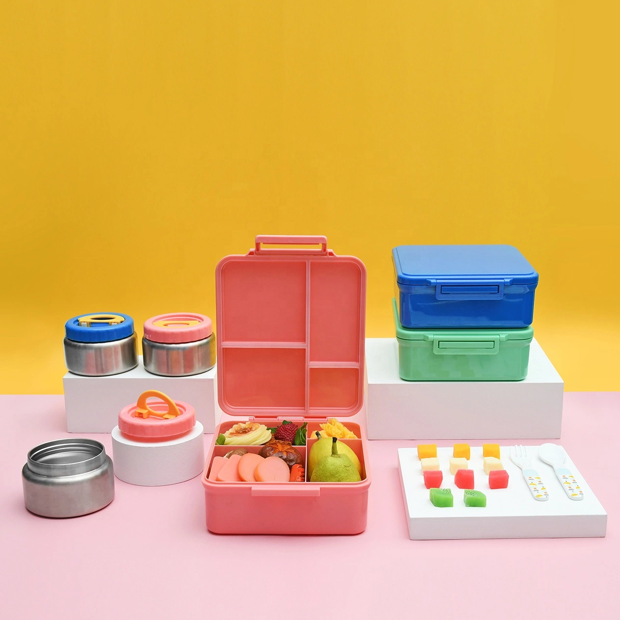 Oumego Wholesale Amazon Children Colorful Bento Box Lunch Box Steel Lunch Box Dabba Stainless Steel Steel Lunch Box Electric Heating Steel Lunch Box Gift Steel