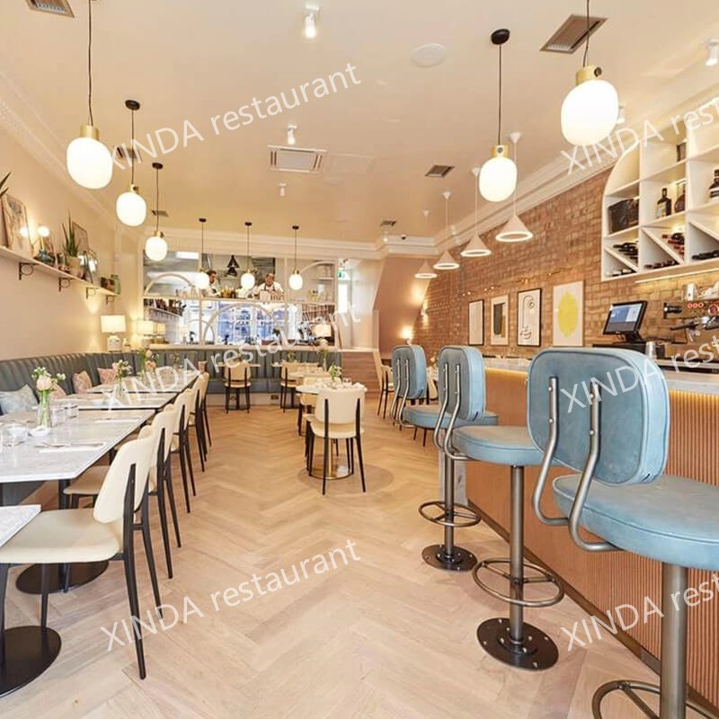 Design Leather Cafe Booth Sofa Fast Food Table and Chair Restaurant Furniture