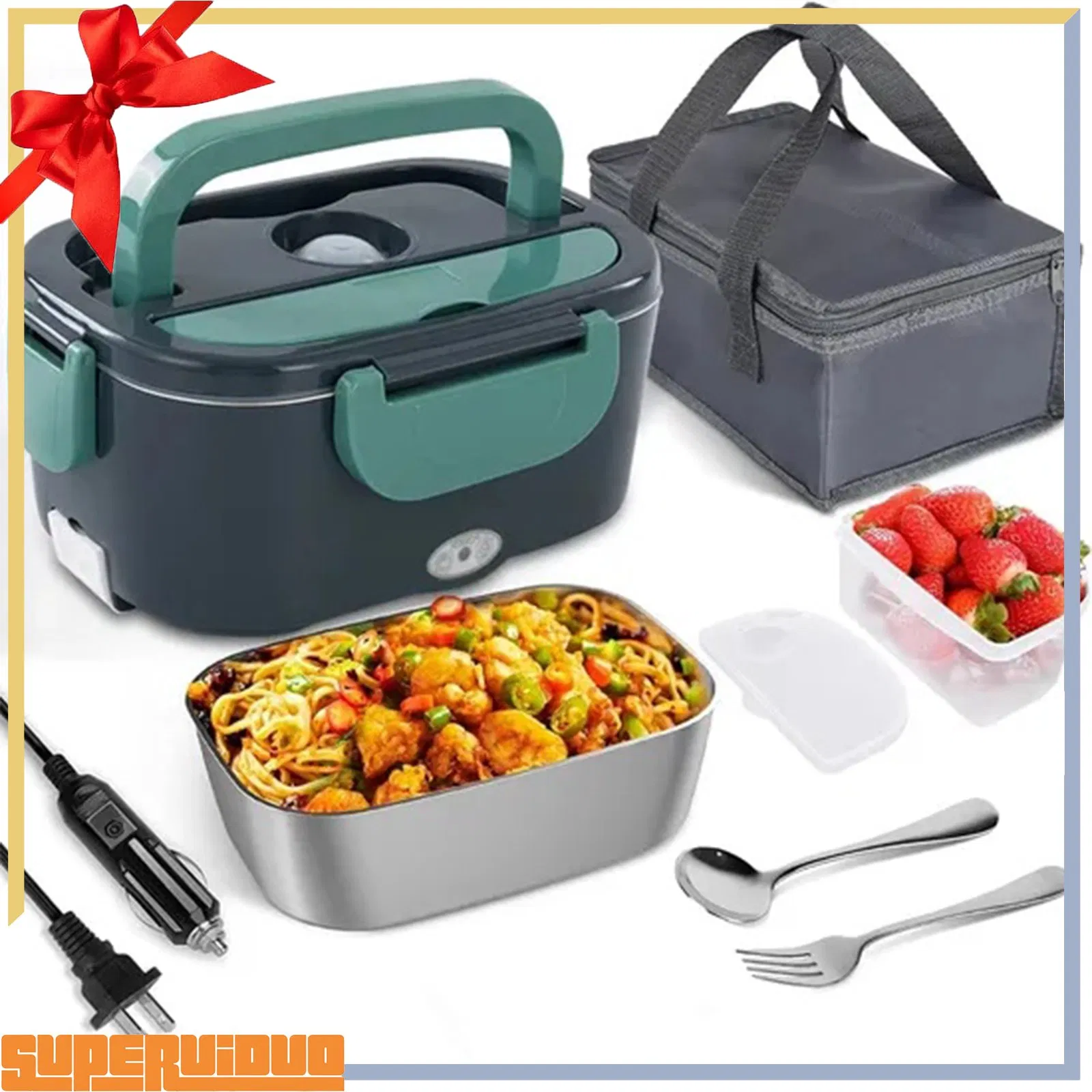 Portable Plug-in Food Heater Lunch Box 110V 220V Electric Heating Container