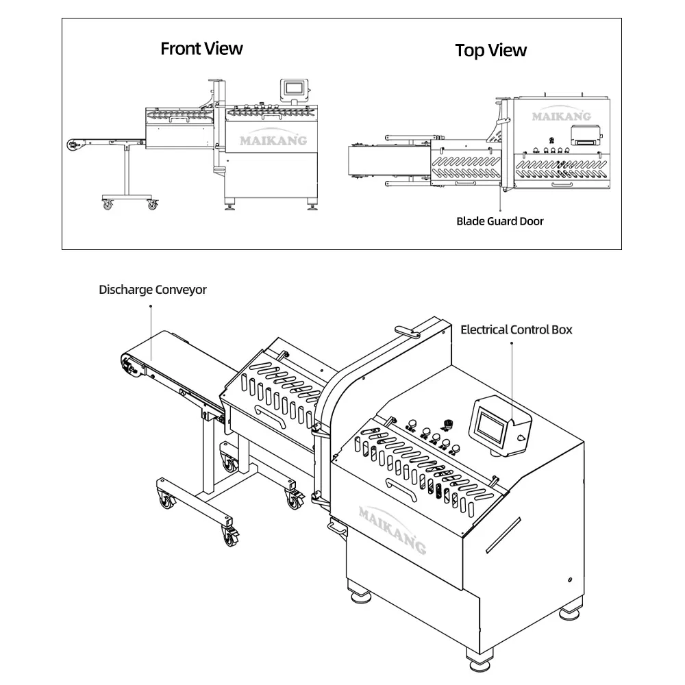 Industrial Meat Cutting Slicer Cutter Chopper Machine for Pork Beef Chicken Steak Slicing Processing Plant with Adjustable Thickness and Conveyor Feeding System
