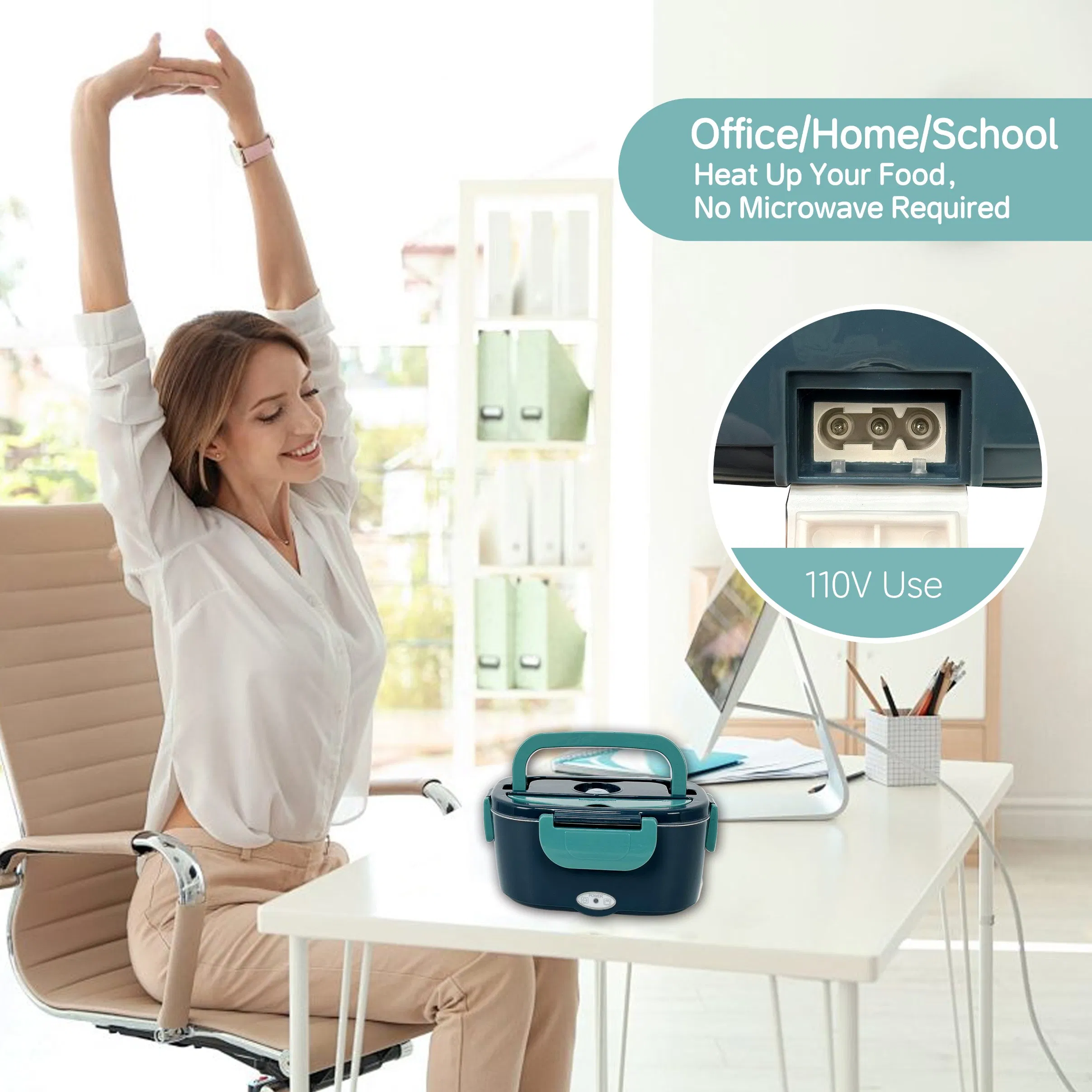 Logo Custom Portable Safe Environmentally Friendly Electronic Heating Lunch Box for Takeout