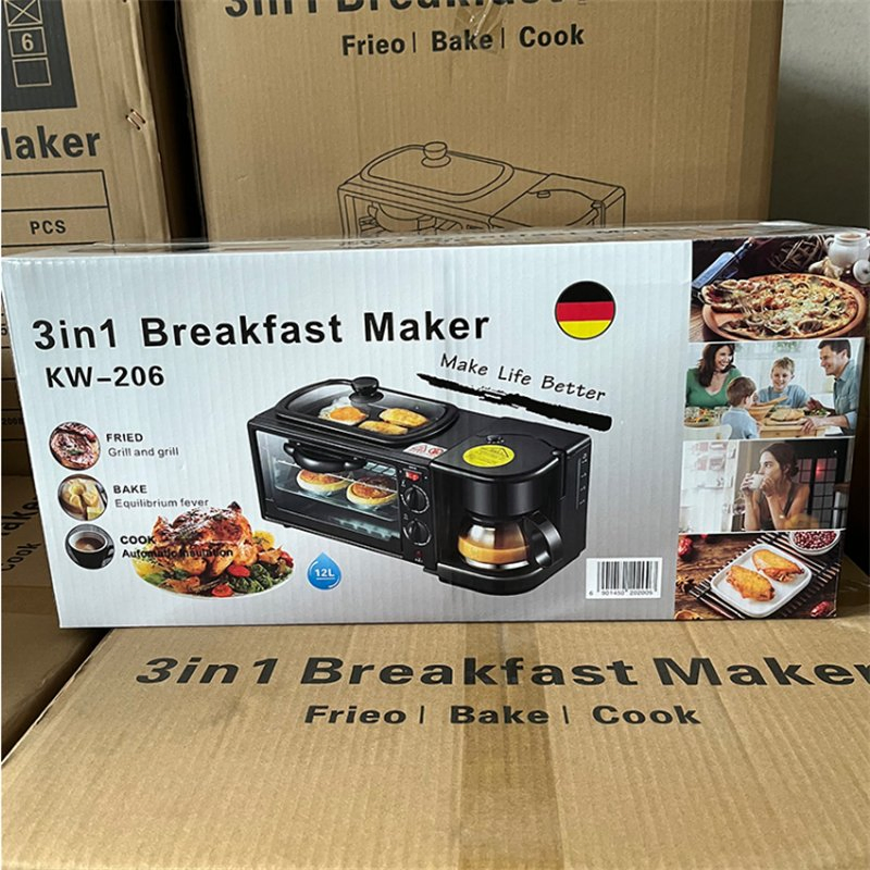 in Stock 3 in 1 Breakfast Makers Automatic Multifunction Household Fry Pan Coffee Machine Toaster 3 in 1 Breakfast Makers