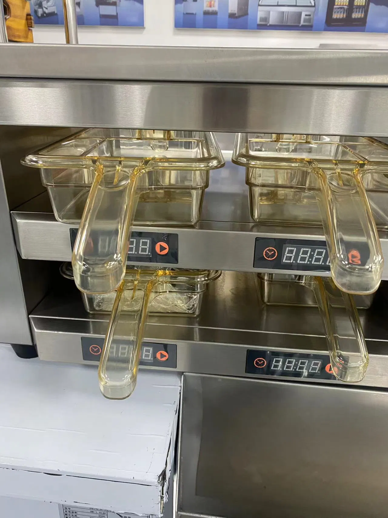 Electric Vertical 2 Layers 4 Trays Hamburger Meat Pie Patty Warmer for Fast Food Mcdonald Kfc Warmer Display Cabinet Smart Digital