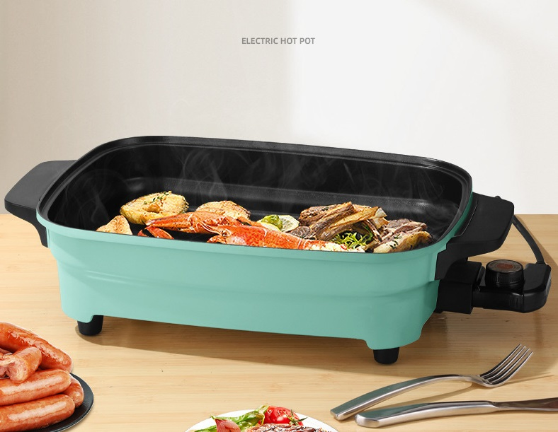 Rectangle 40X30cm Electric Frying Pan Large Capacity 1800W