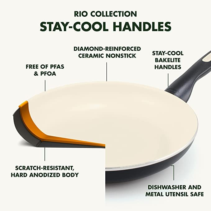 Healthy Ceramic Nonstick Frying Pan Skillet Pfas-Free Dishwasher Safe Pan