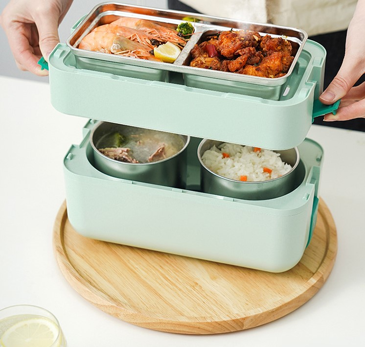 Electric Heating, Insulated, 316 Stainless Steel Portable Self Heating Electric Lunch Box for Work and School